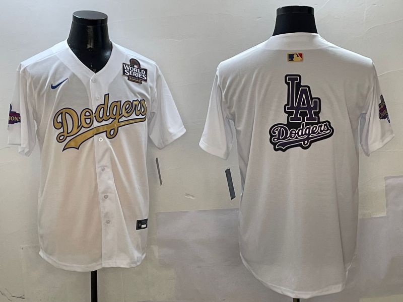 Men Los Angeles Dodgers Blank White Champion gold character 2025 Nike MLB Jersey style 19->los angeles dodgers->MLB Jersey